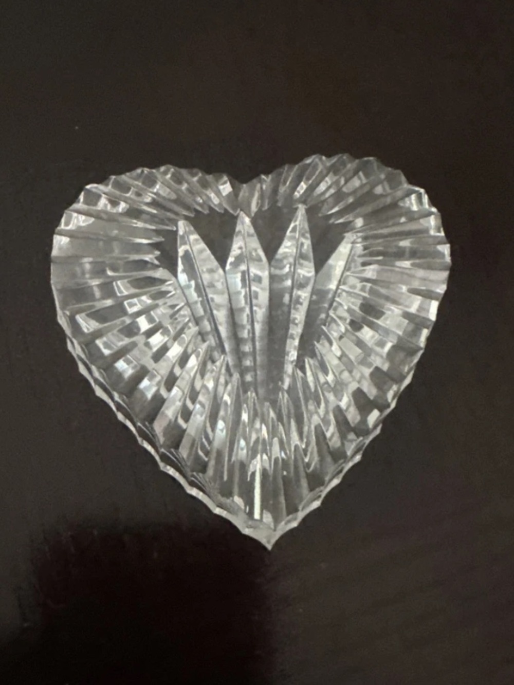 Waterford Crystal Cut Etched Heart Paperweight- Figurine Ireland Vintage 3 x3”